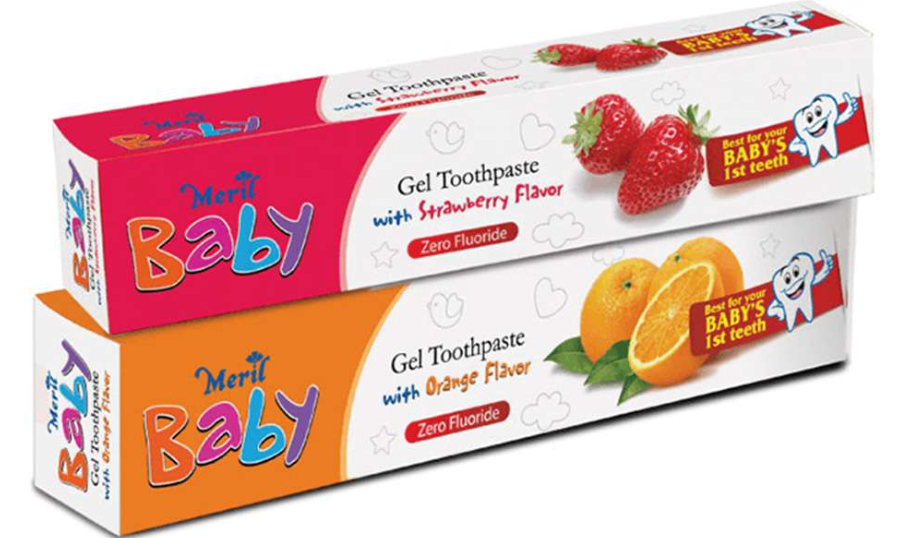 Meril Baby Gel Toothpaste, Orange Brush Combo