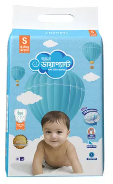 Bashundhara Diapant Baby Diaper S (4-8 kg) 42 pcs