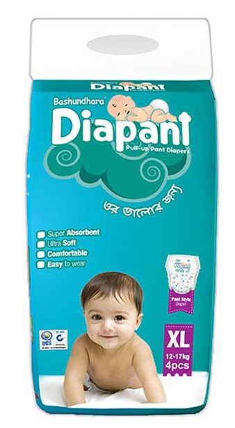 Bashundhara Diapant Baby Diaper XL (12-17 kg) 4 pcs