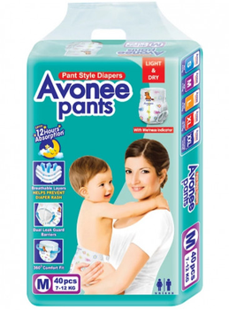 Avonee Pants Diaper M Size (7-12 kg) 40 pcs