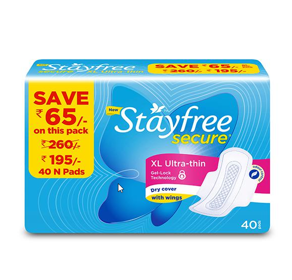 Stayfree Secure Cottony with Wings Sanitary pads (XL) 40's