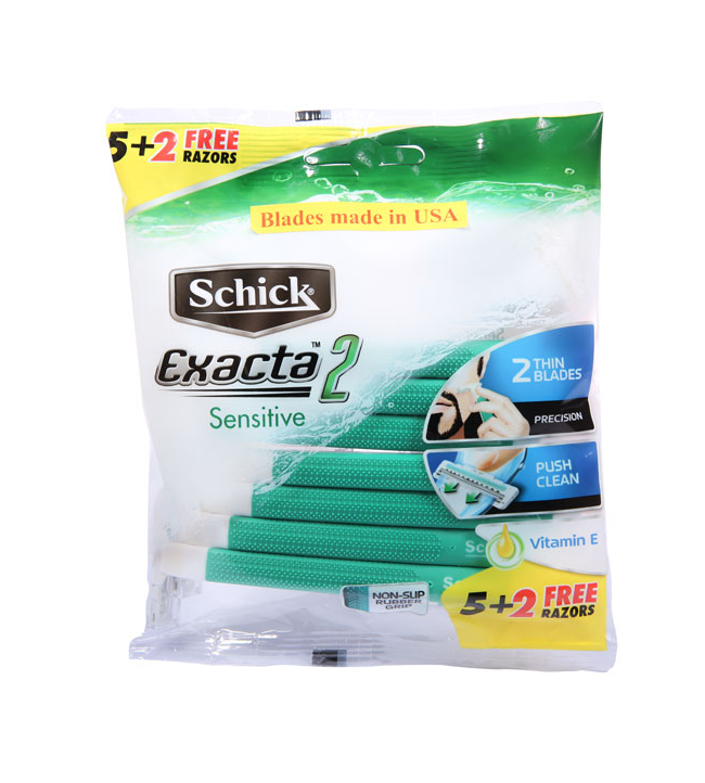 Schick Exacta 2 Sensitive Disposable Razor With Vitamin E 7 pcs