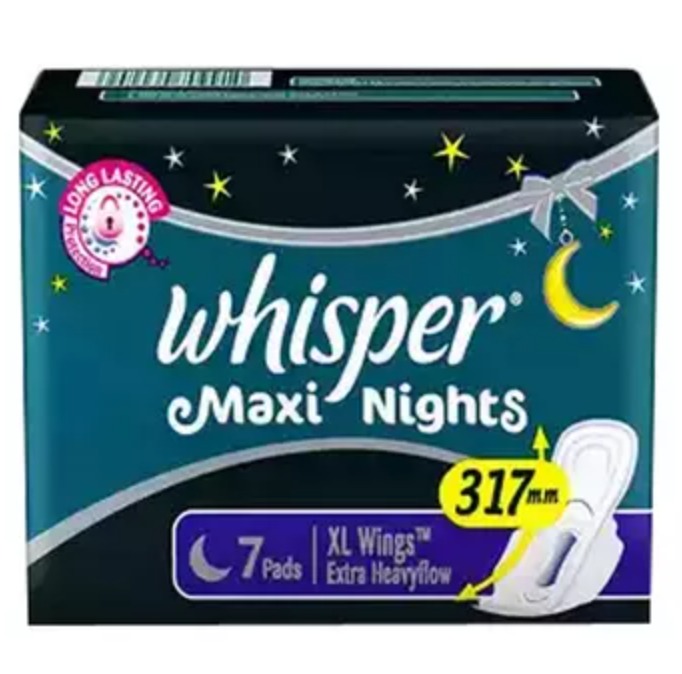 Whisper Maxi Nights Wings Extra Heavy Flow XL 7 pads