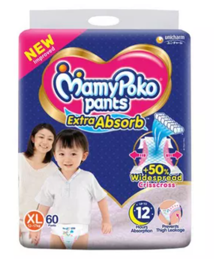 MamyPoko Pants Diaper Pant XL (12-17 kg) 60 pcs